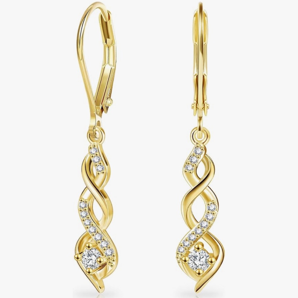 NEW 14k Gold Plated Elegant Gold Infinity Drop Earrings